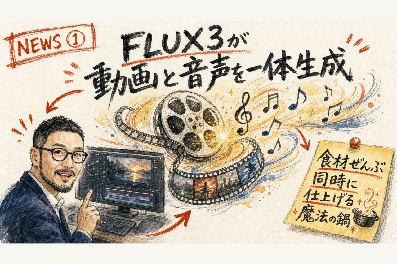 NEWS① FLUX3 動画と音声を一体生成 グラレコ