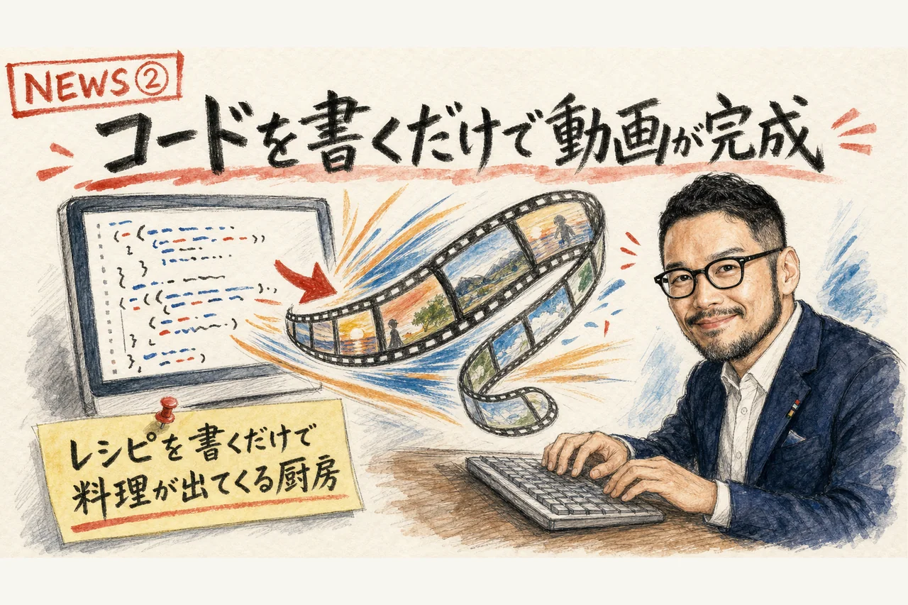 NEWS② HeyGen HyperFrames コードから動画 グラレコ