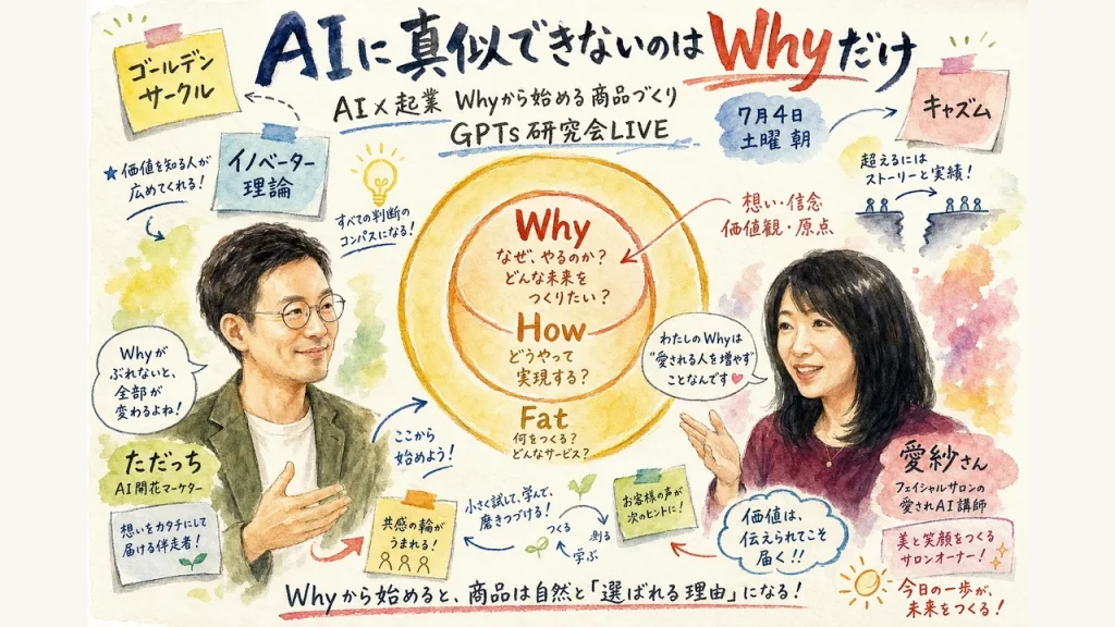 AI×起業 Whyから始める商品づくり 全体図グラレコ
