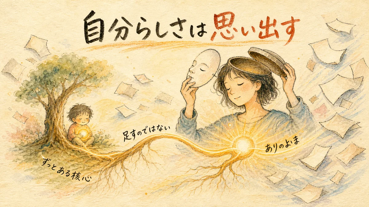 仮面を外しありのままの核心を思い出す姿