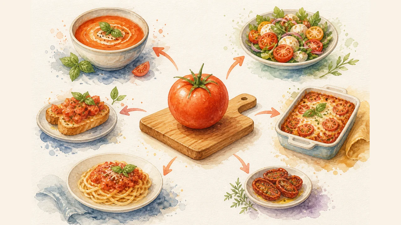 1つの食材が複数の料理へ生まれ変わる図