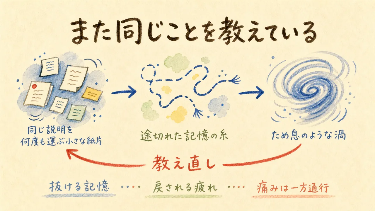 同じことを教え直す疲れと一方通行の関係