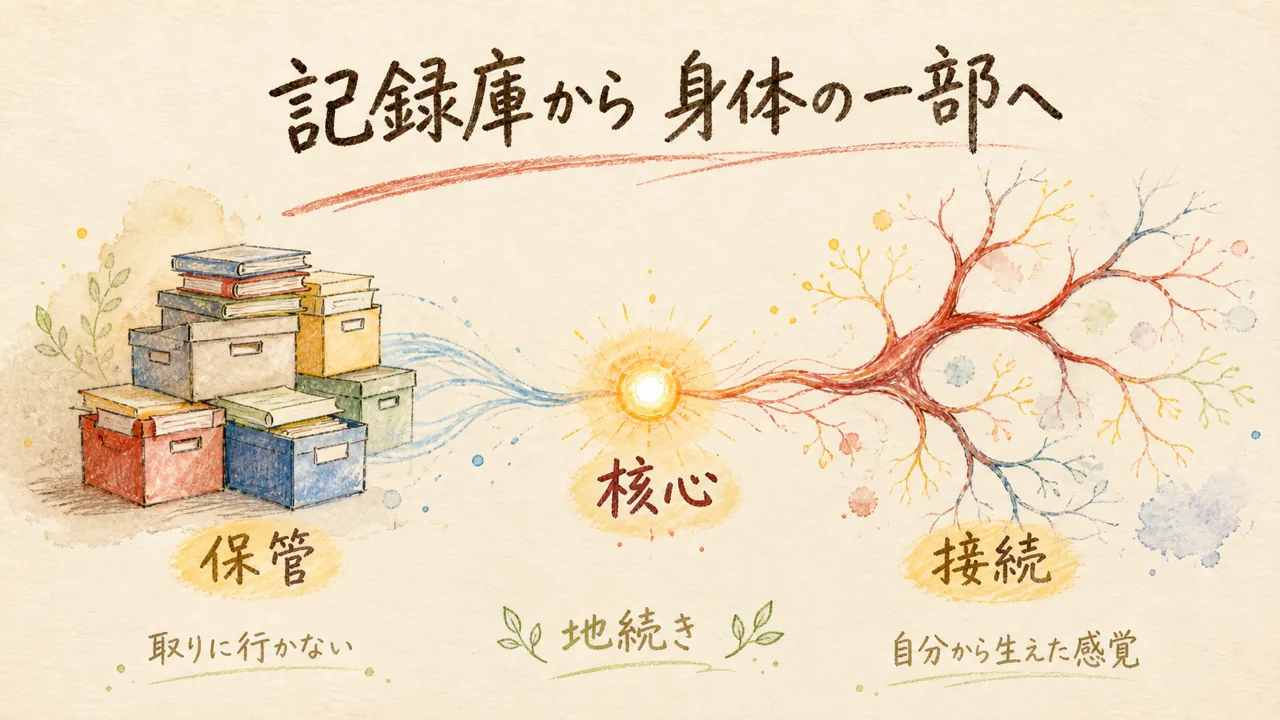 AIを記録庫ではなく身体の一部として捉える図解