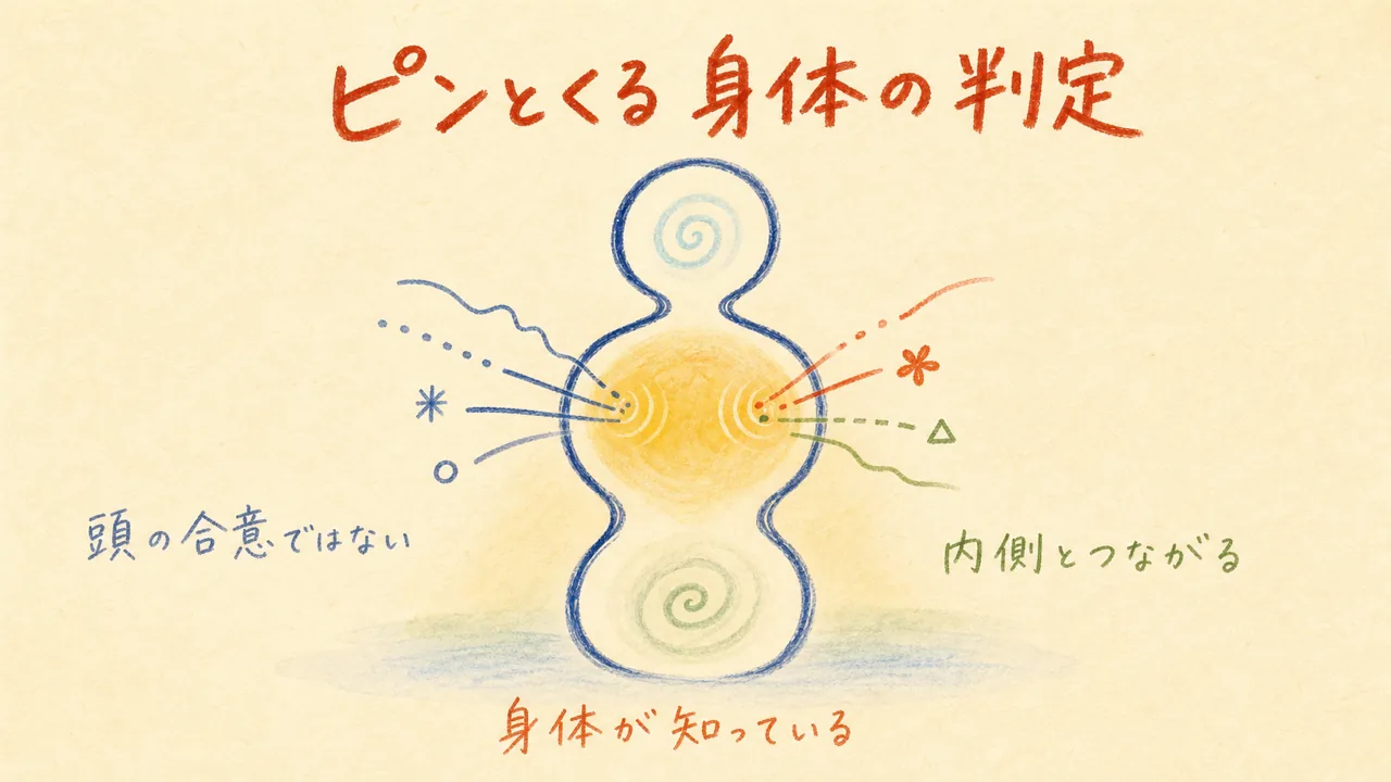 ピンとくる感覚を身体の内側で判定する図解