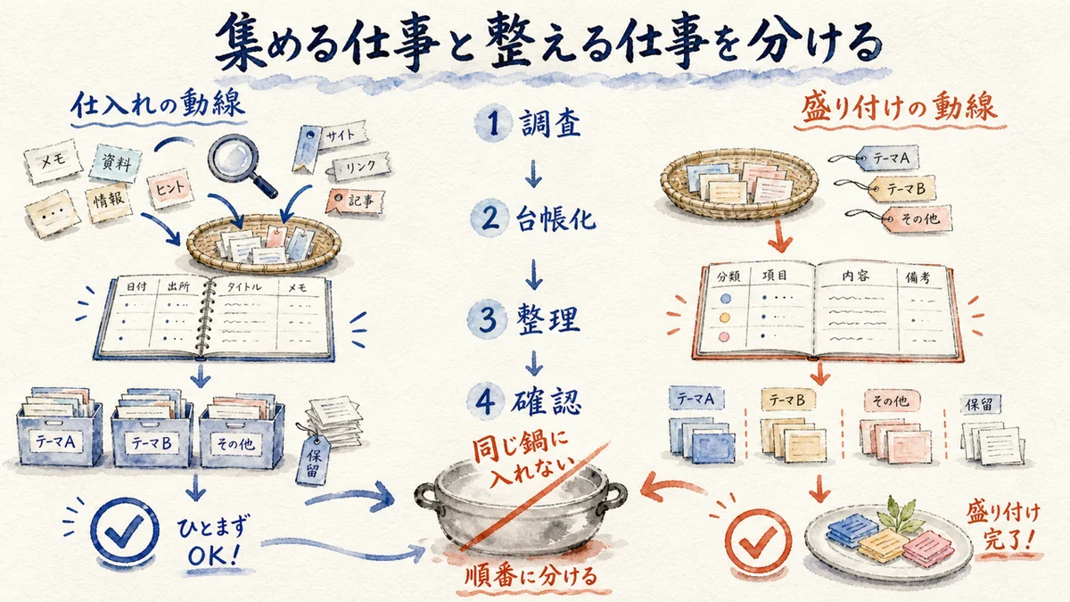 調査と整理を分ける