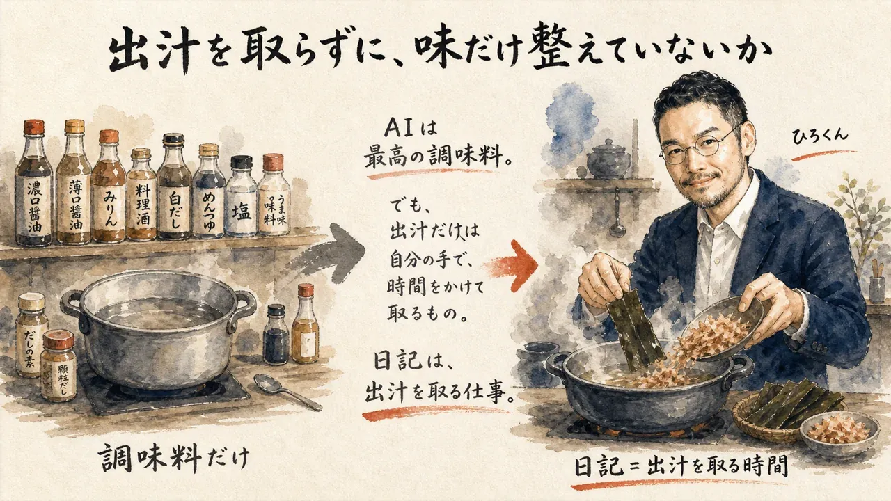 出汁を取らずに味だけ整えていないか
