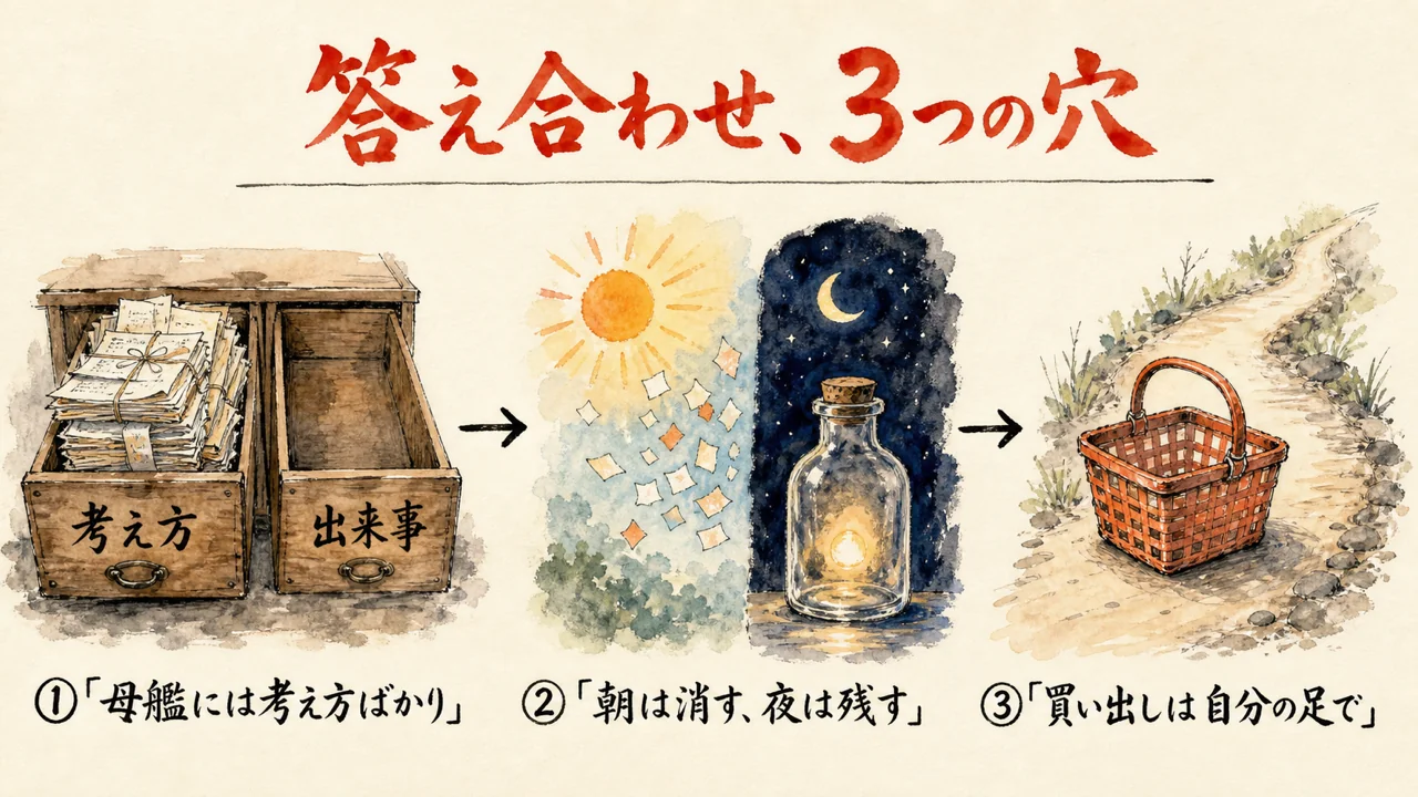 答え合わせ、3つの穴