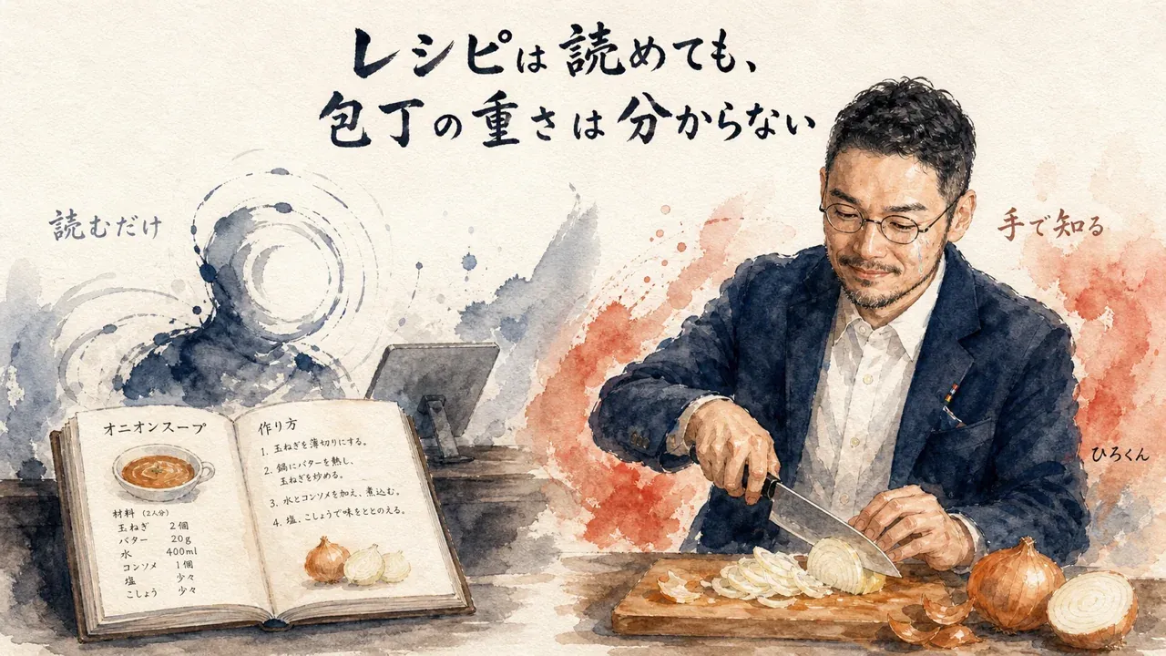 レシピは読めても包丁の重さは分からない