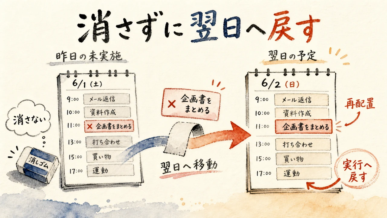 「言い訳が、勝手にカレンダーに入れられるからやっちゃう」——AIへ任せる範囲は未実施を消さず翌日へ戻す