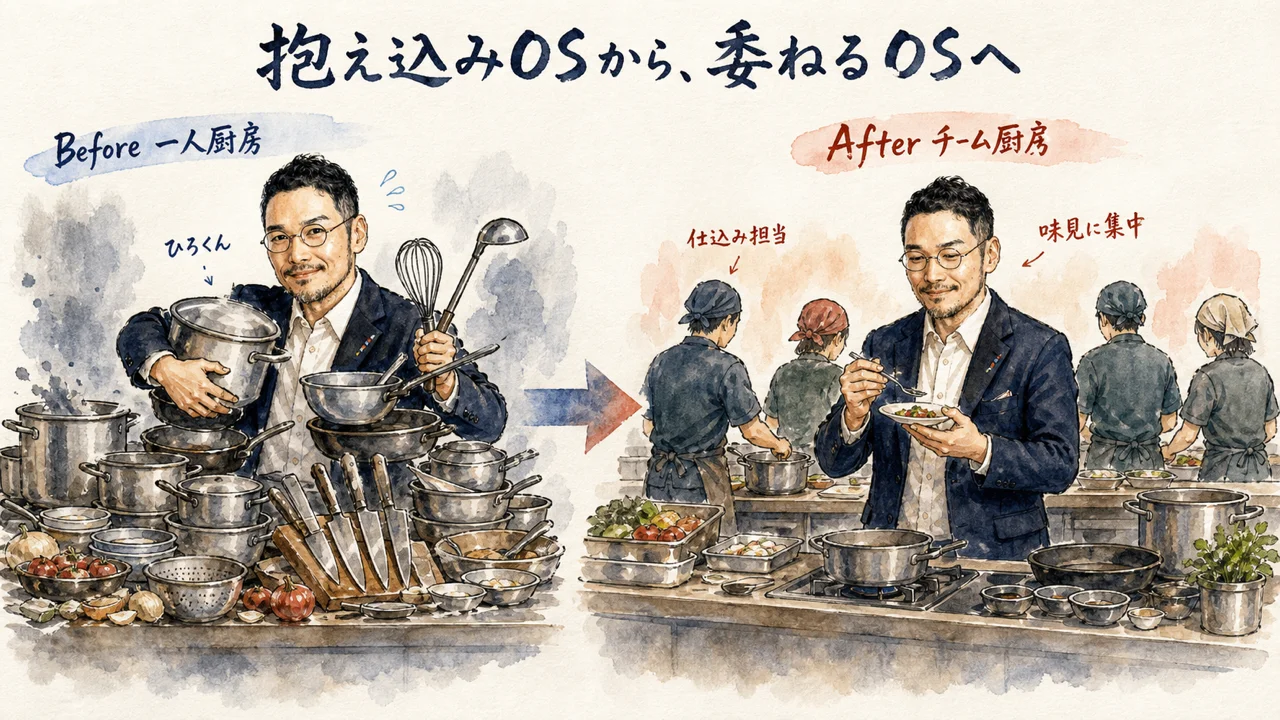 抱え込みOSから委ねるOSへの図解