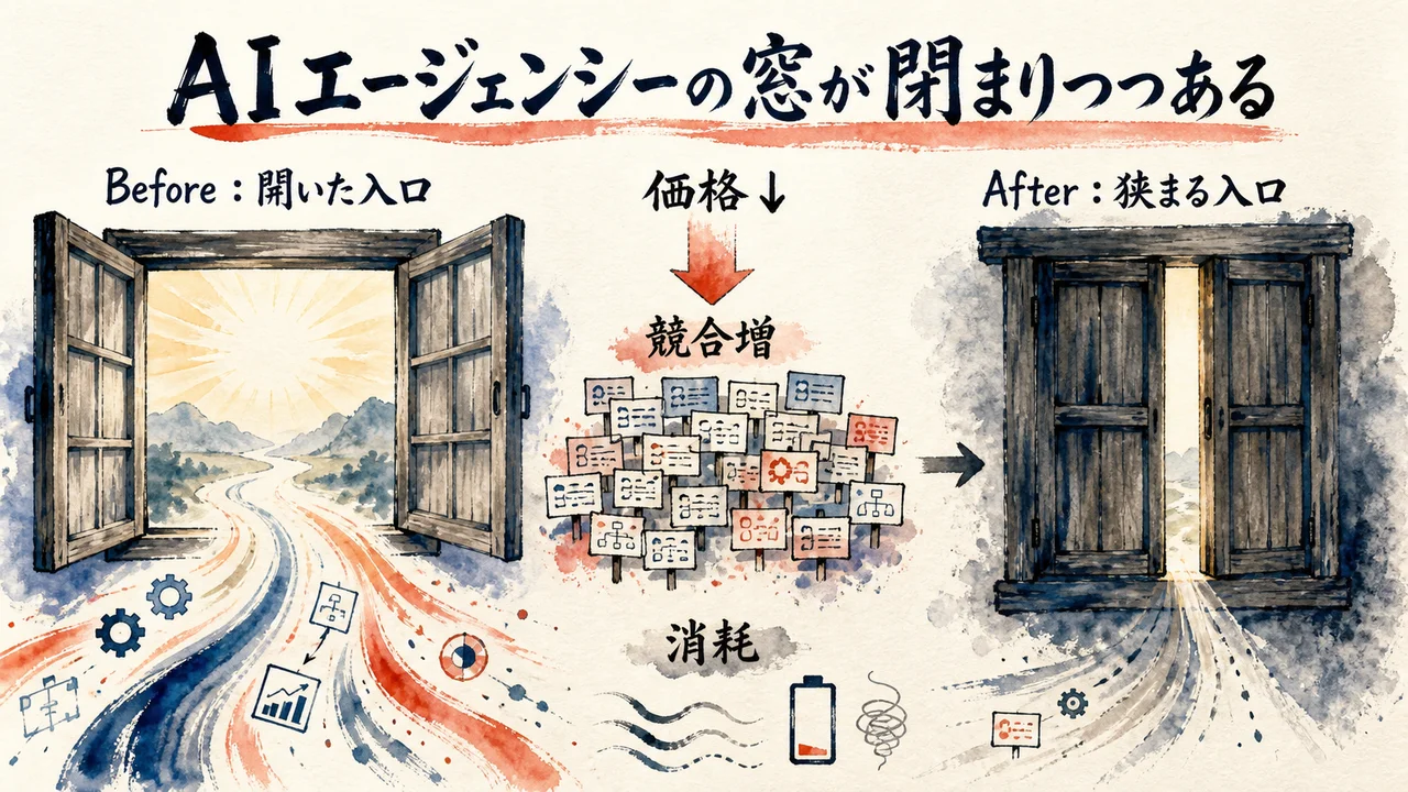 AIエージェンシーの窓が閉まりつつある図解