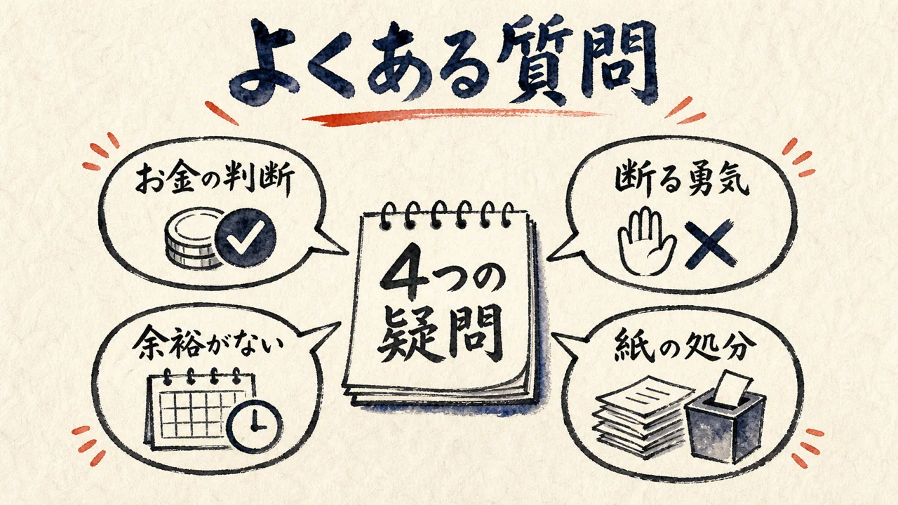 よくある質問4つを吹き出しで分解した図解