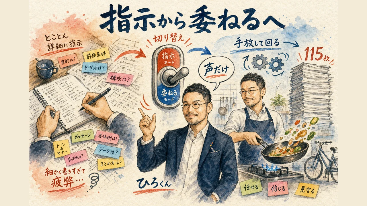 声だけでスライド115枚を作り指示から委ねるへ切り替わる図解