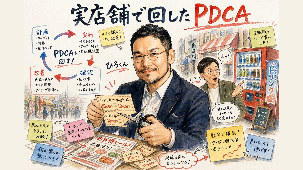 チラシ・クーポン券・自動販売機——実店舗ビジネスの現場でPDCAを回していた 図解