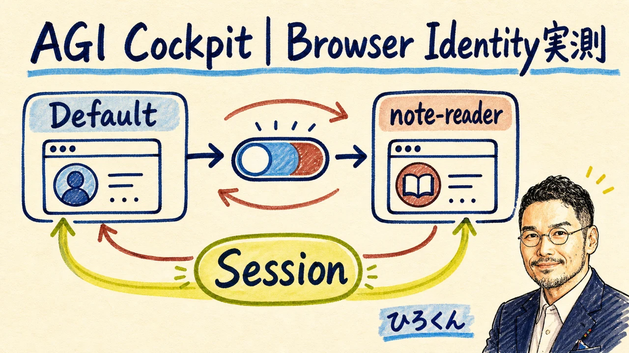AGI CockpitのBrowser Identity切り替え実測の図解