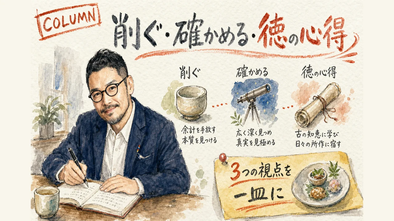 ひろくんコラム図解 削ぎ落とす確かめる徳を積む心得