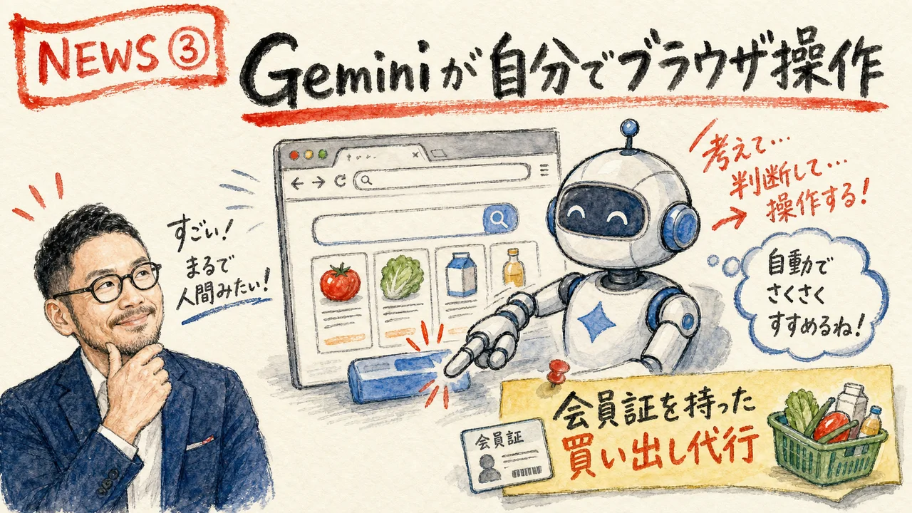 Gemini Spark Chrome auto-browse グラレコ