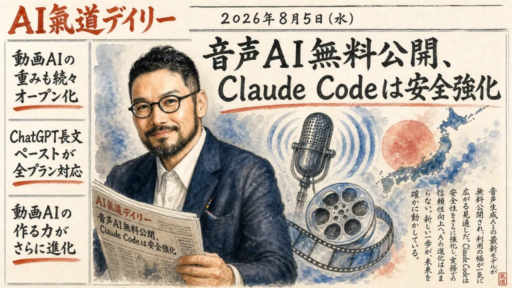 AI氣道デイリー 2026年8月5日号 新聞風アイキャッチ ひろくん