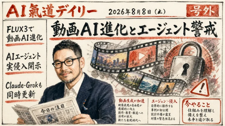 AI氣道デイリー 新聞風アイキャッチ 2026年8月8日号