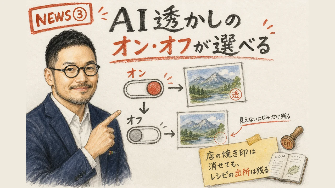 Google Gemini透かしオンオフ切替の図解