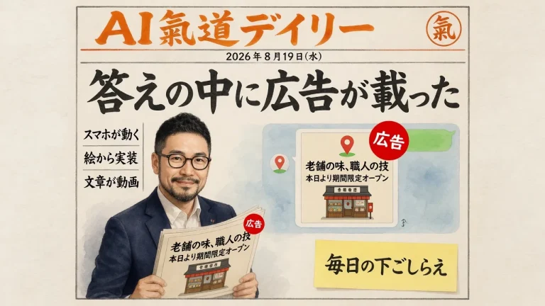 AI氣道デイリー 2026年8月19日 答えの中に広告が載った