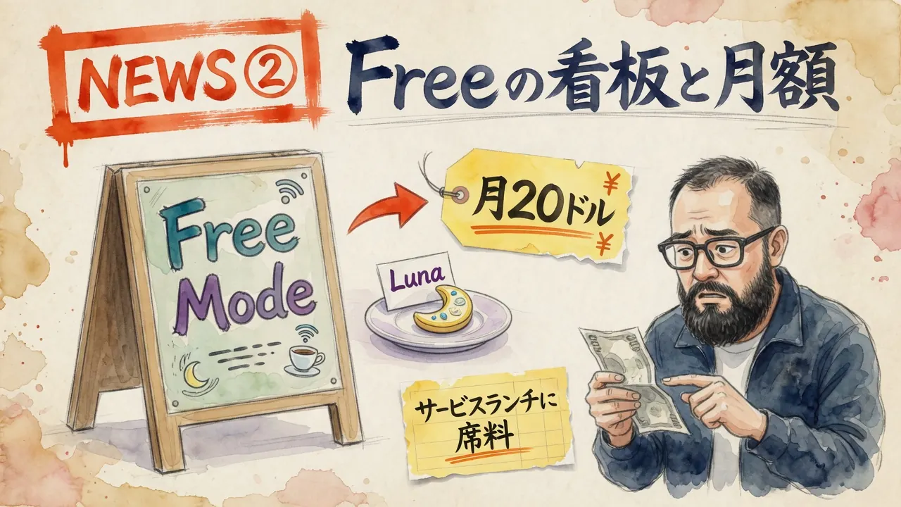 Replit Free ModeとGPT-5.6 Lunaの図解