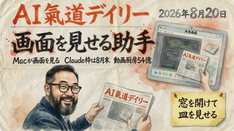 AI氣道デイリー 2026年8月20日 画面を見せる助手