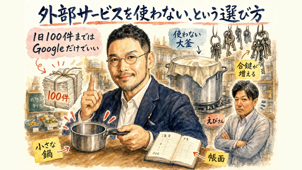 外部の連携サービスを足さずGoogleだけで完結させる設計の図解