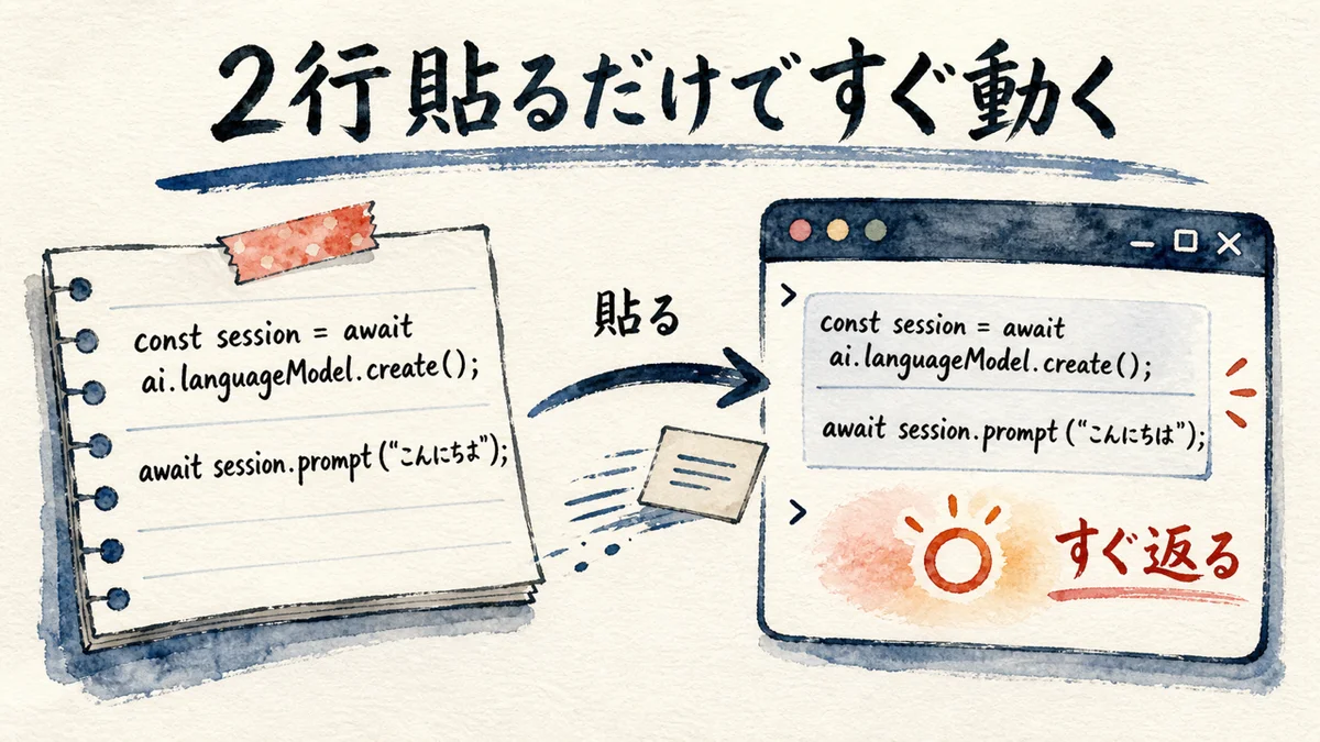 2行のコードをブラウザに貼るとすぐ動く図解