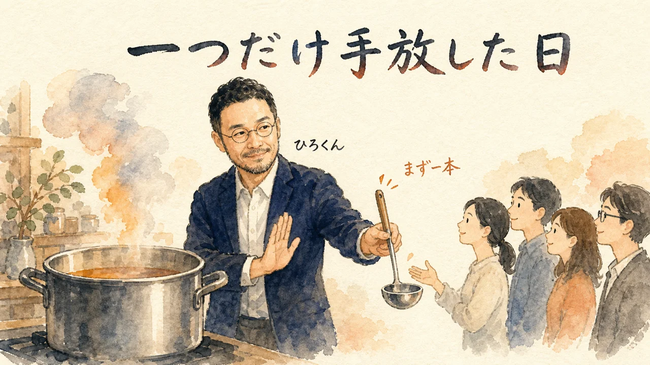 全部渡そうとして止まっていたひろくんが一つだけ手放した日の図解