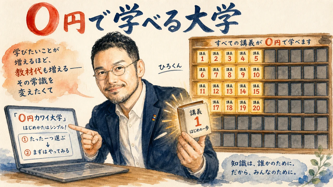 KAWAIさんが公開した無料学習サイト「0円カワイ大学」を紹介する記事