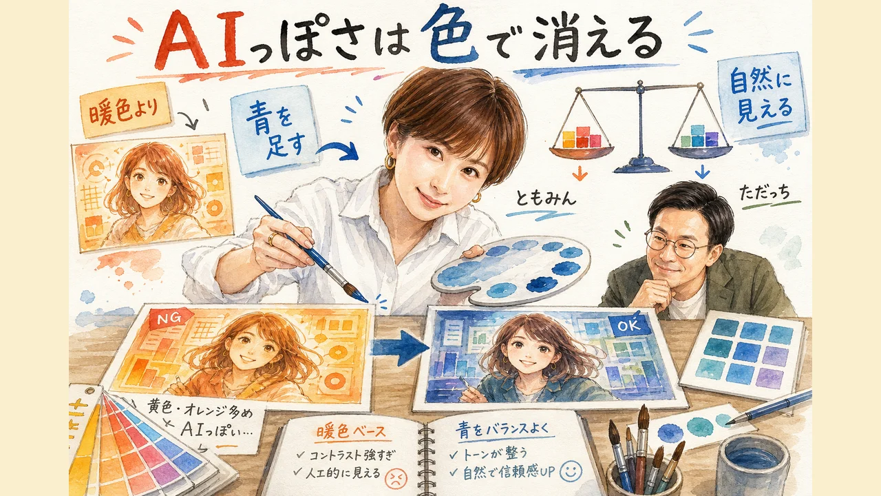 サムネイルの色味を青ベースに寄せてAIっぽさを消す図解