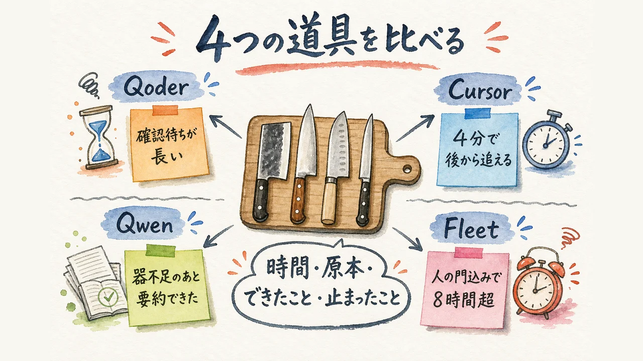 4つの道具、読者向けの比較