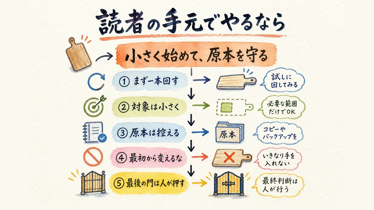 次に試す人向け。読者の手元でやるなら