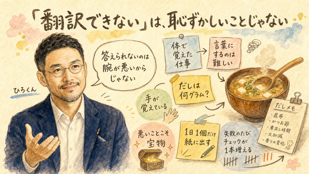 翻訳できないのは恥ずかしくないというひろくんのコラム図解