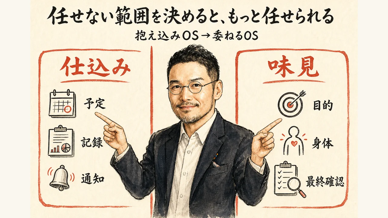 抱え込みOSから委ねるOSへ切り替えるひろくんコラム図解