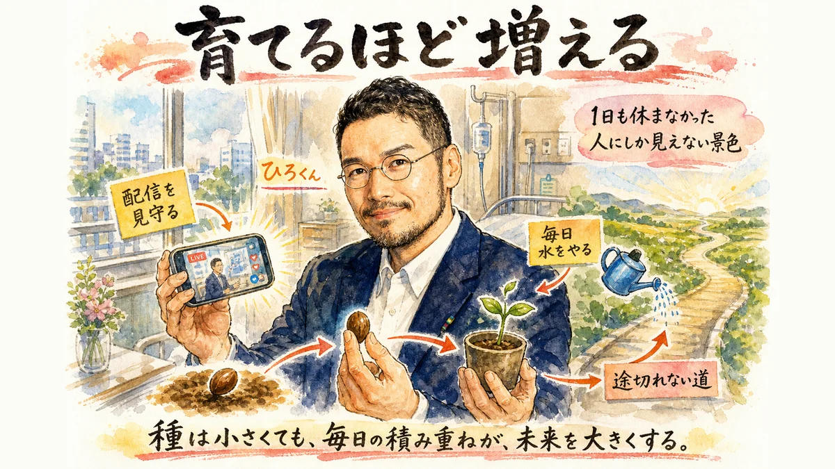 継続と育てるほど増えるファンの関係を表す図解
