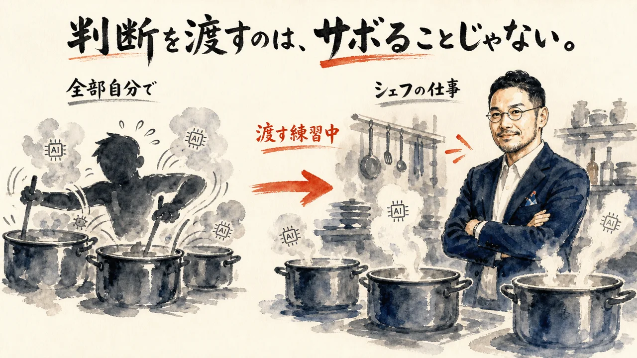 判断を渡すのはサボることじゃないというコラム図解
