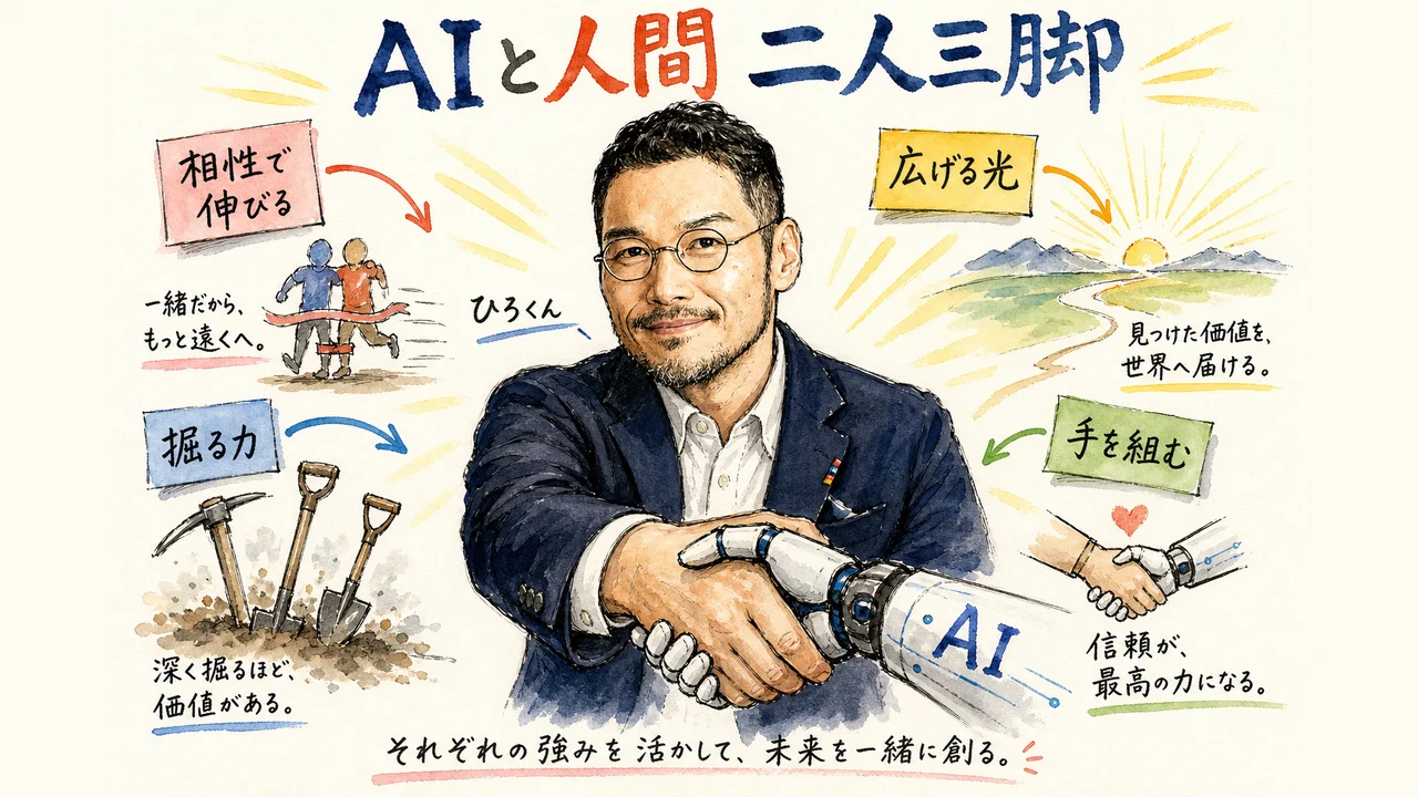 AIと人間、二人三脚の相性イラスト