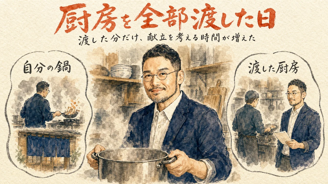 がん入院中にただっちが厨房(LIVE配信)を代わってくれた体験を描いたひろくんのコラム図解