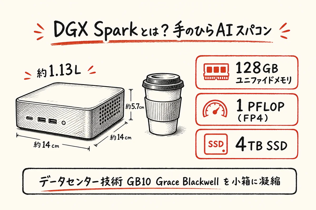 DGX Sparkとは？手のひらAIスパコンの図解