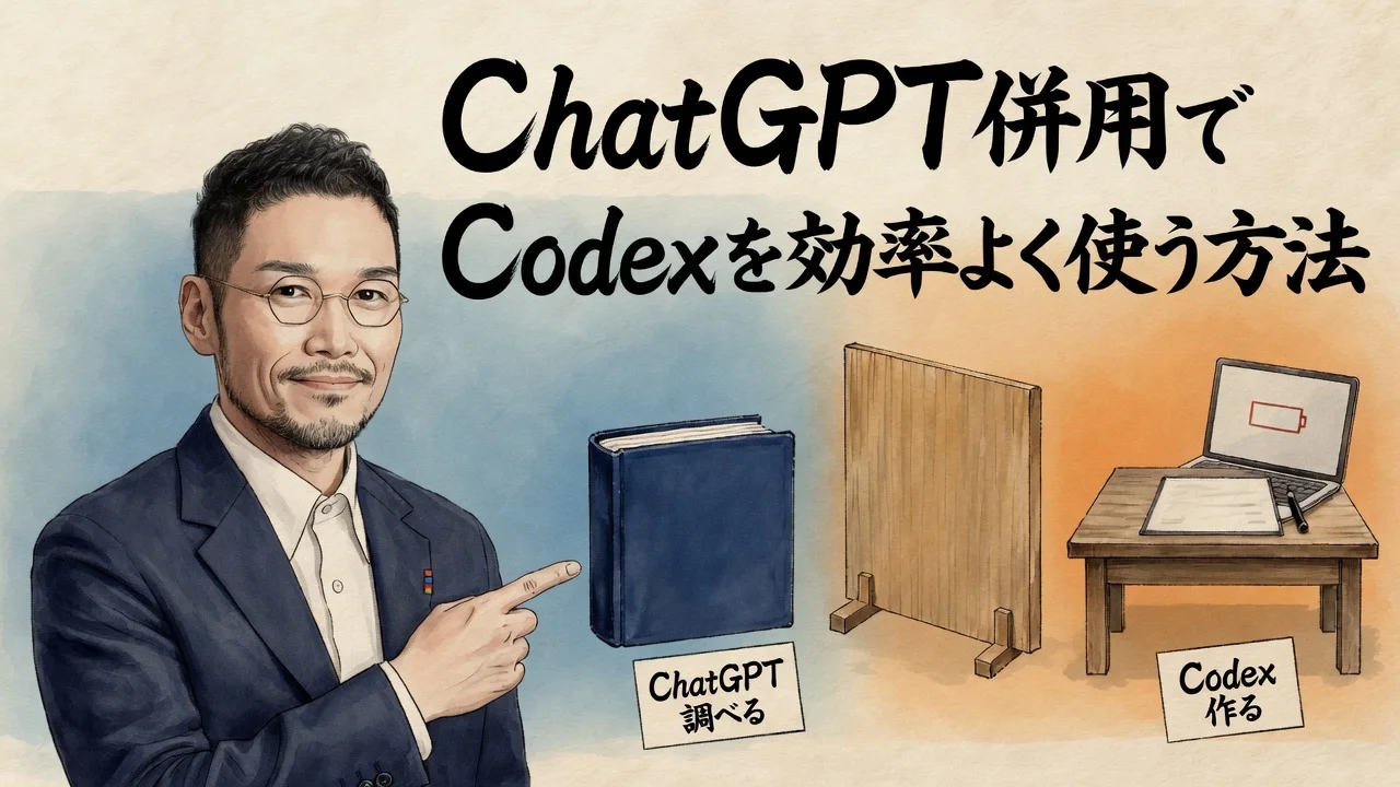 ChatGPT併用でCodexを効率よく使う方法。ChatGPTが調べ、Codexが作る。 eyecatch-v5