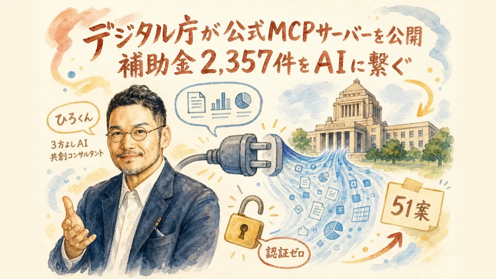 デジタル庁が公式MCPサーバーを公開 補助金2,357件をAIに繋ぐ アイキャッチ