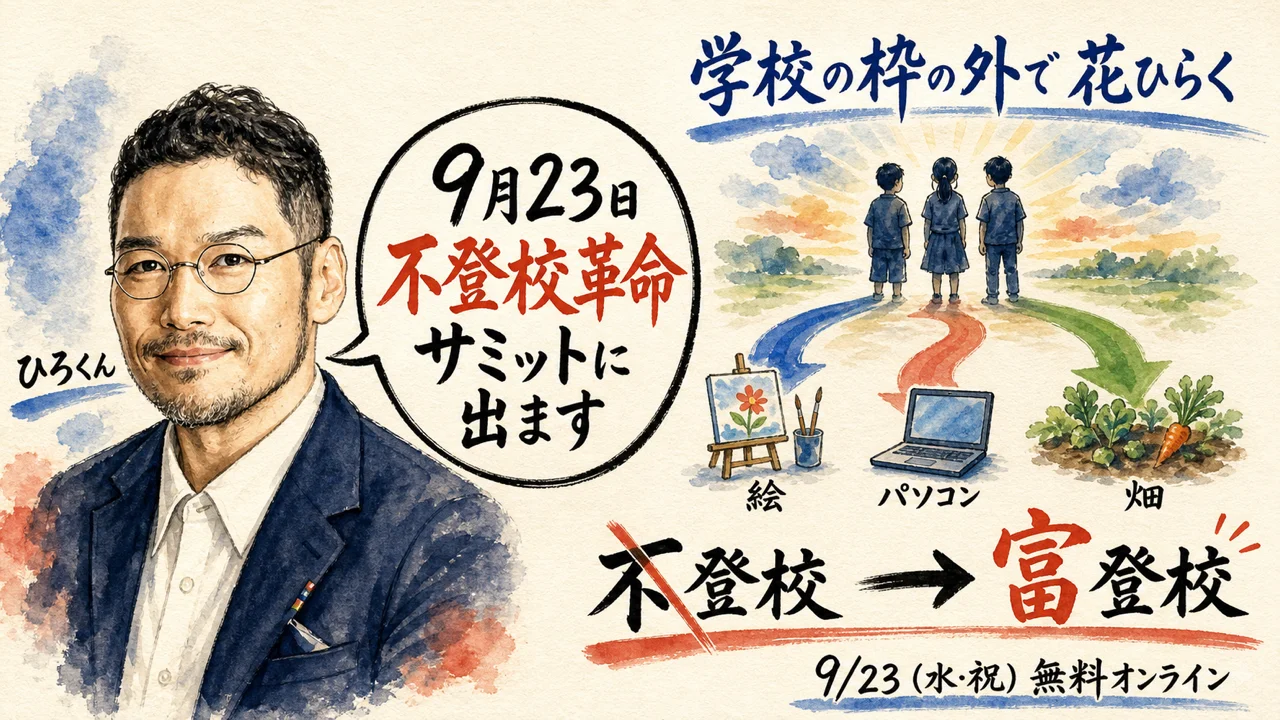不登校革命サミットの登壇告知と、当日話す内容をまとめた図解