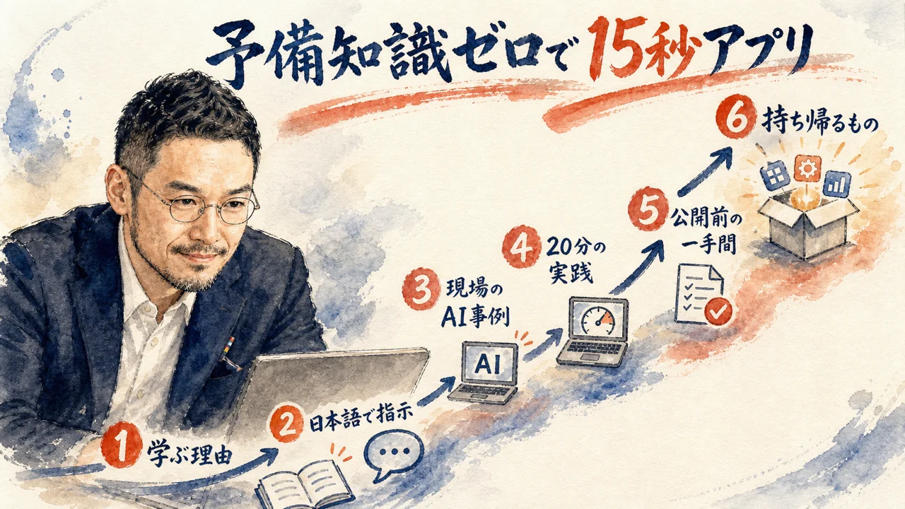 予備知識ゼロで15秒アプリが生まれるまでの6ステップ全体図