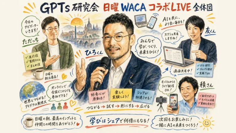 GPTs研究会 日曜WACAコラボLIVE 全体図（アイキャッチ）