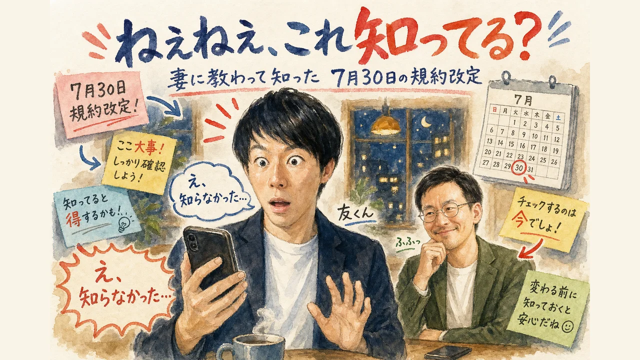 妻からGoogleの規約変更を教えられて驚く場面のイメージ