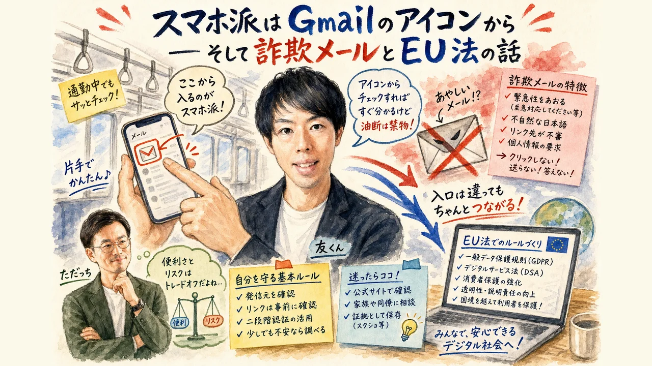 スマホのGmailアイコンからGoogleアカウント管理に入る導線の図解