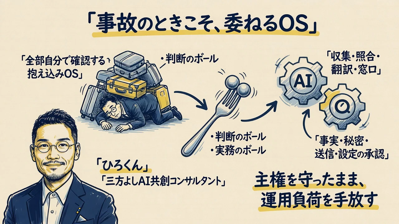 事故のときこそ委ねるOS。判断と実務のボールを分ける