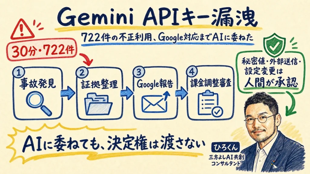 Gemini APIキー漏洩で722件の不正利用、Google対応までAIに委ねた記録